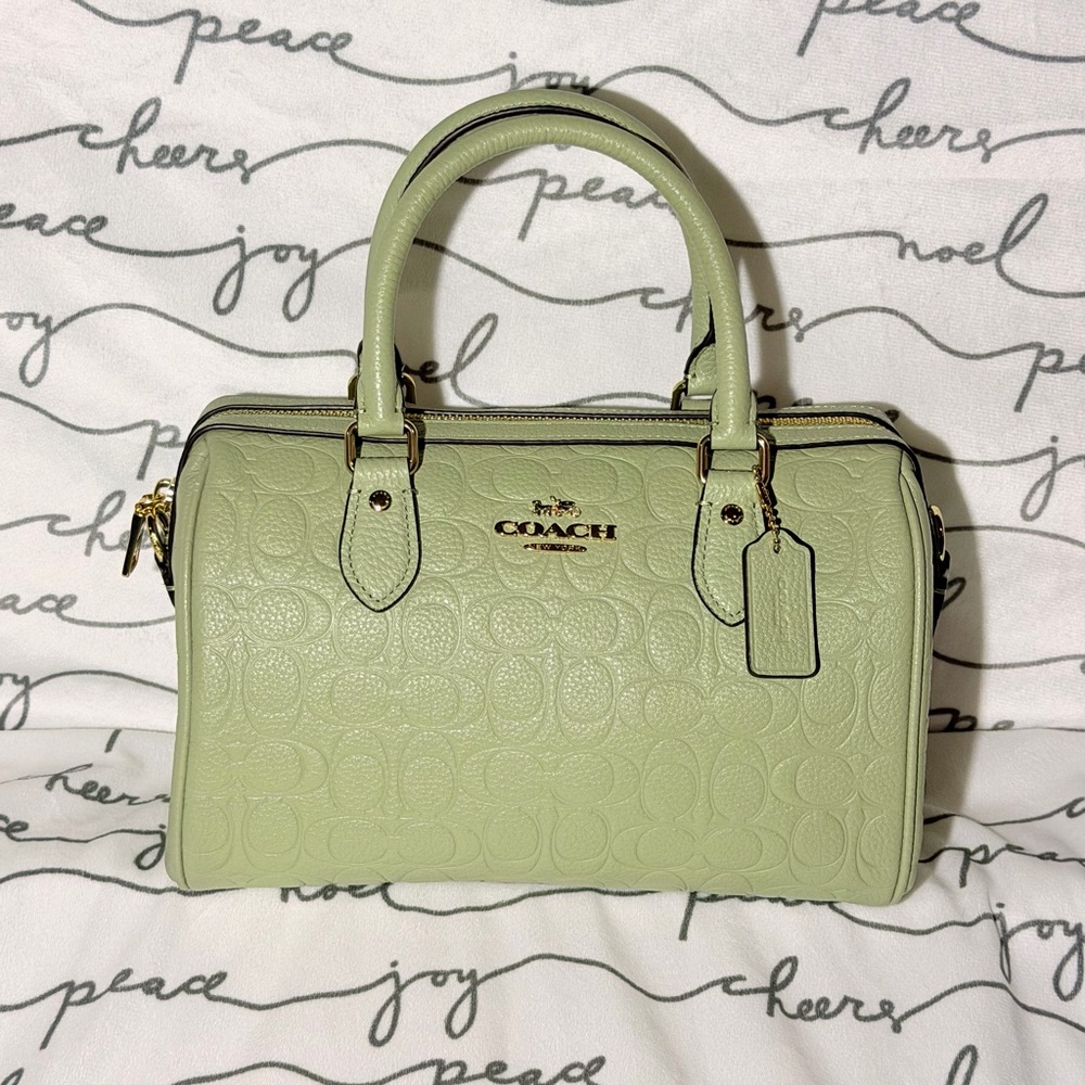 Coach Rowan MEDIUM Satchel Bag IN Pistachio Green Embossed Leather NWT